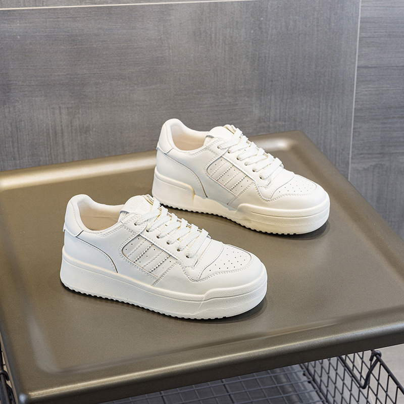 Genuine Leather Thick-Soled Moral Training Shoes Women's Sneakers 2025 Spring and Summer New Versatile Casual Sports Shoes Women's White Shoes