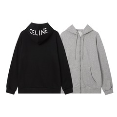 CE秋冬新作男女同モデルのゆったりとした帽子付きプリントアルファベットのカーディガン
