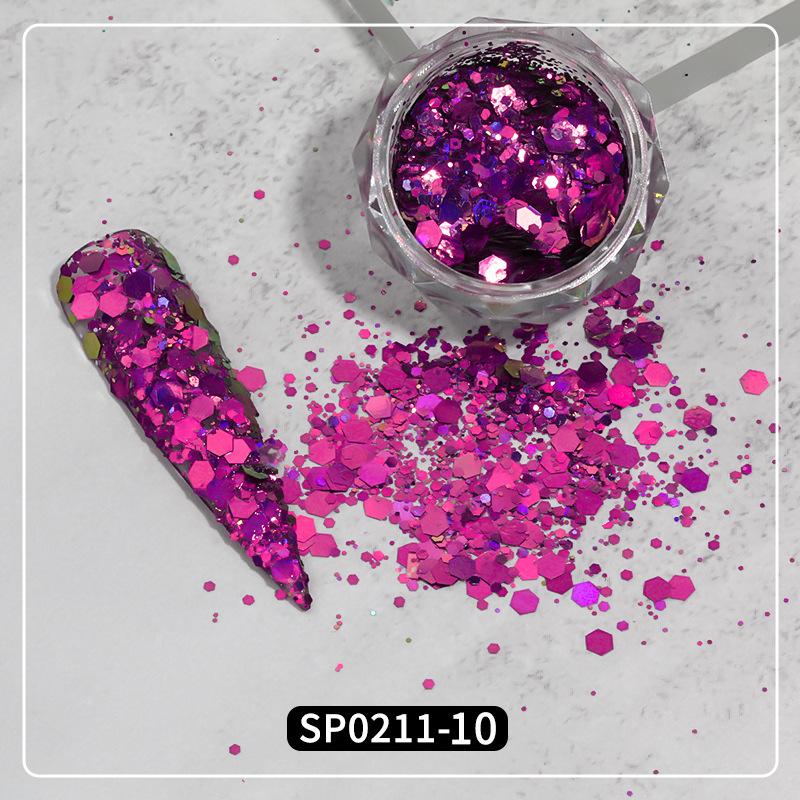 2022 lentejuelas de uñas populares transfronterizas camaleón joyería Rosa gradiente colorido lentejuelas grandes traje DIY pegatinas de uñas