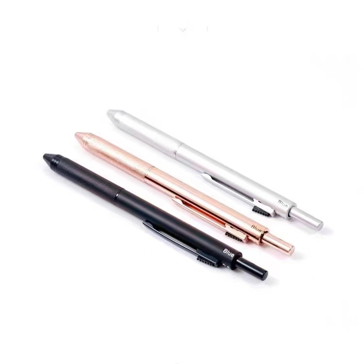 Negro tecnología de inducción de gravedad multifuncional pluma de metal estudiante bolígrafo de negocios + lápiz automático Cuatro en Uno Multi-Color