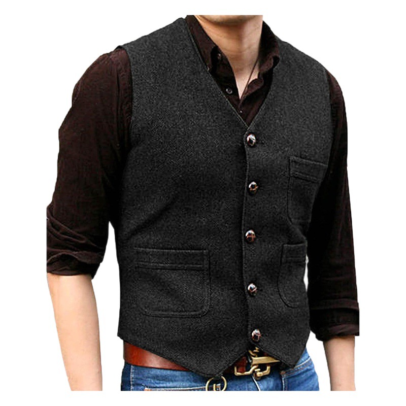 Amazon Best Selling Men's Vest Groom and Groomsmen Wedding Dress Vest Foreign Trade Men's Vest Factory Direct Sales Ready Stock