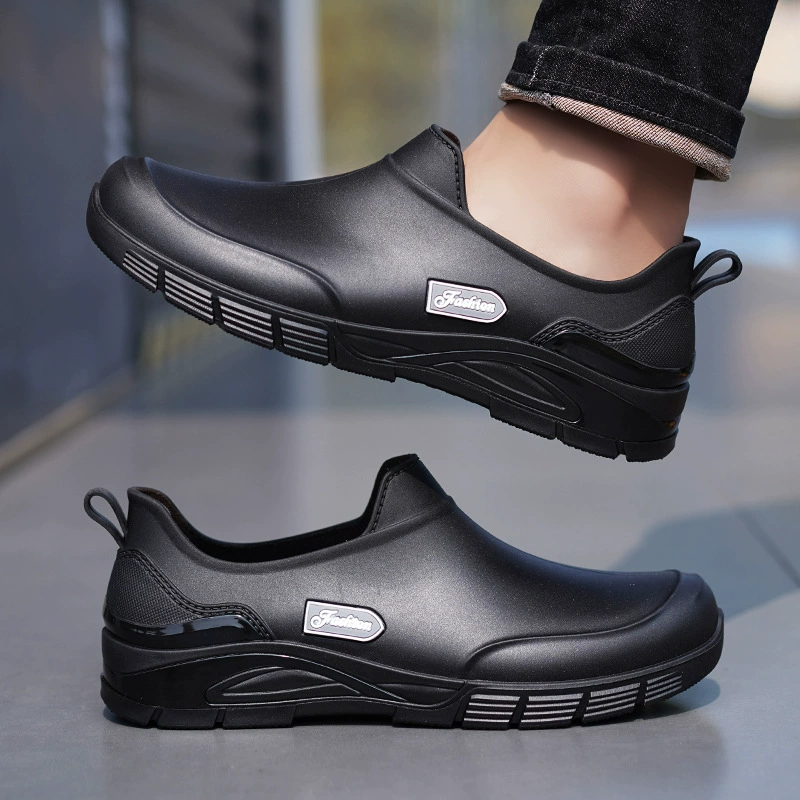 2025 новый стиль мужские дождевики противоскользящие водонепроницаемые короткие дождевые сапоги на вынос всадник резиновая обувь на кухне вне работы носить водную обувь