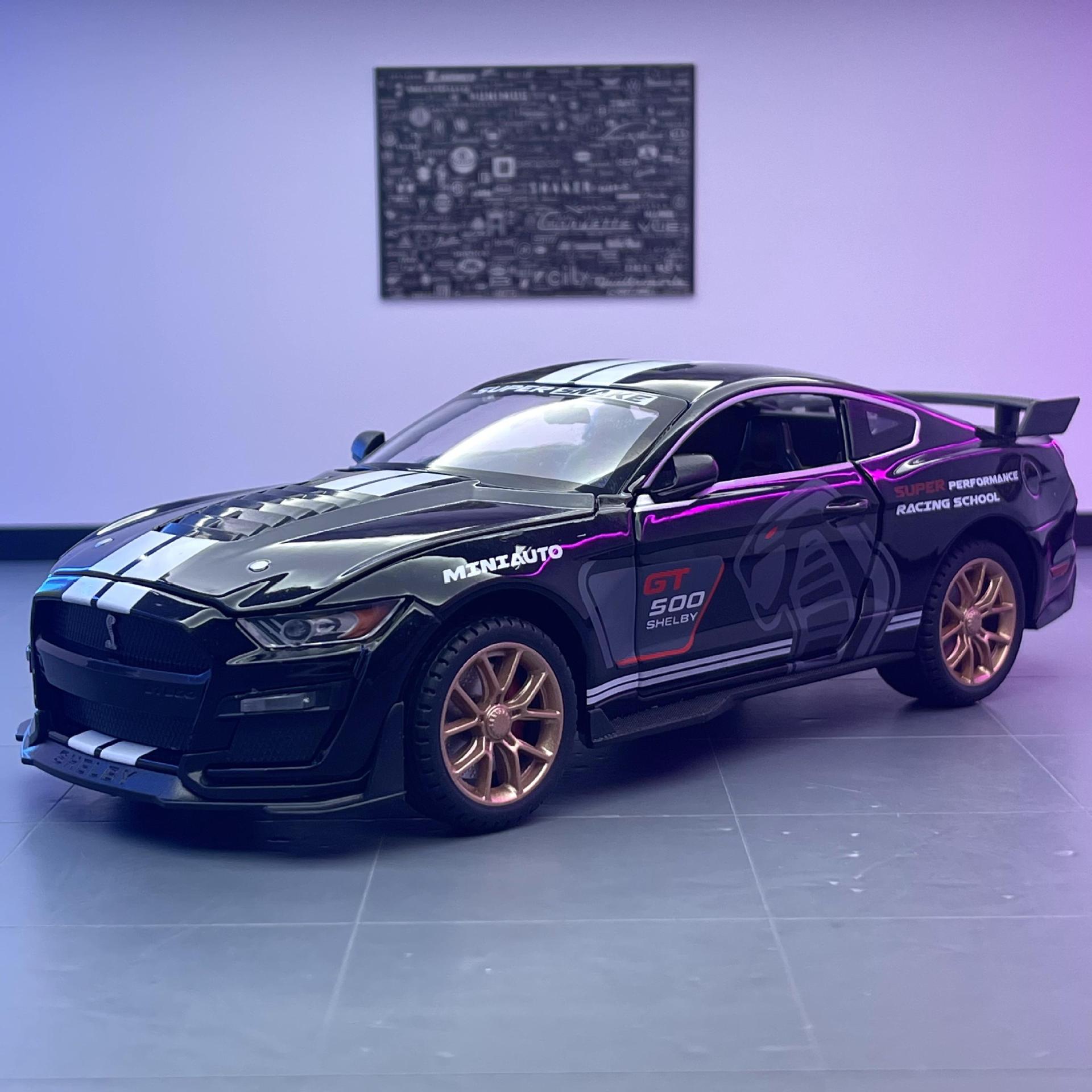 Modelo de coche de aleación Jianyuan 1:24 caballo salvaje Viper GT coche deportivo tire hacia atrás con sonido y luz niño modelo de coche de juguete adornos