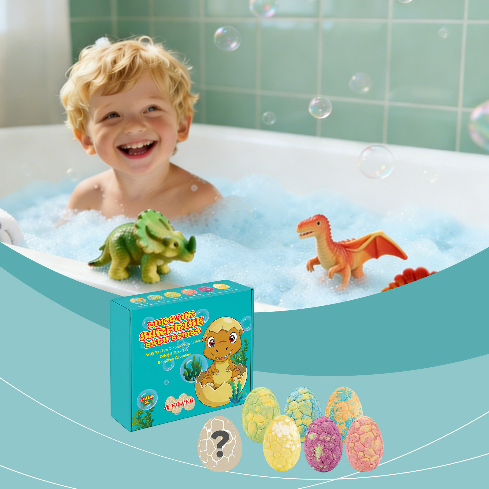 趣味恐龙泡泡浴球套装 趣味多彩留香温和润泽清洁身体肌肤浴球