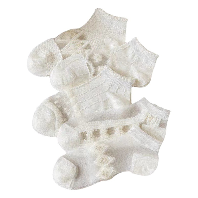 Primavera y novedad de verano estilo transpirable jacquard JK boca baja calcetines de estilo japonés pequeños calcetines frescos y dulces estilo loli para niña versátiles