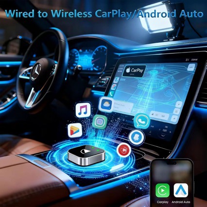 New Wireless Carplay Portable Compact Wired-To-Wireless Converter Android Auto Car Box