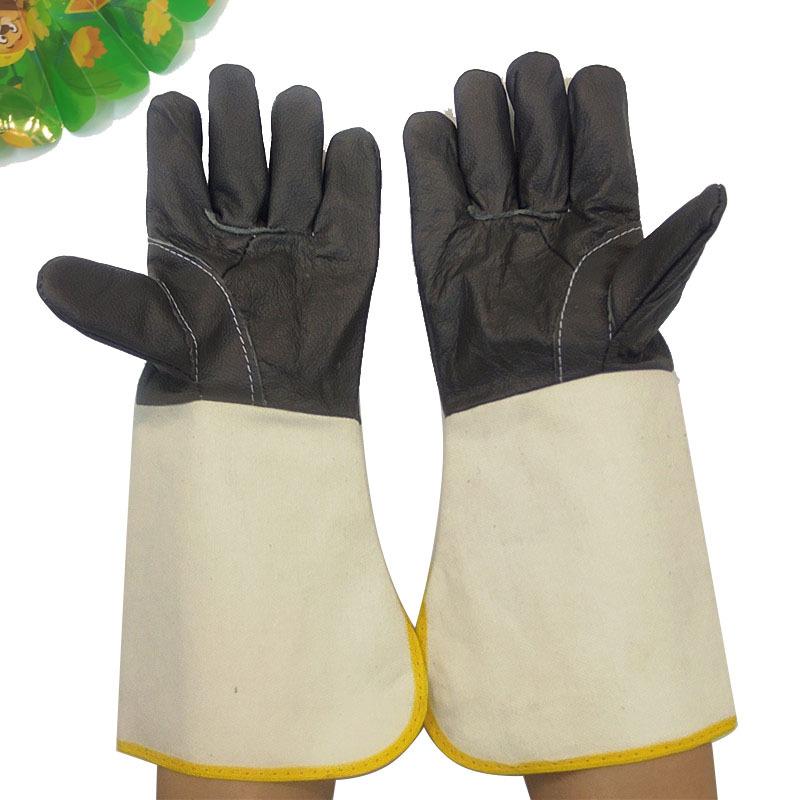 加长加厚焊工手套 一层牛皮加帆布电焊手套 隔热气焊劳保防护手套