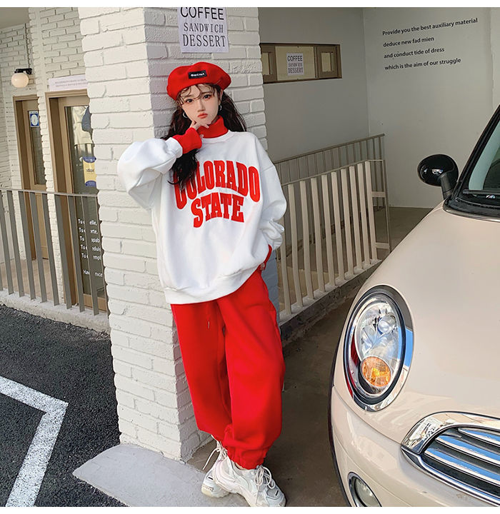 Women's Contrasting Hoodie Active Set For Autumn And Winter_voghion.com