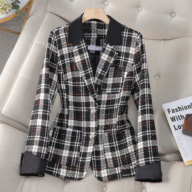 Women's Clothing Black and white plaid fashion small fragrance style tweed shorts suit women's small suit suit west_voghion.com
