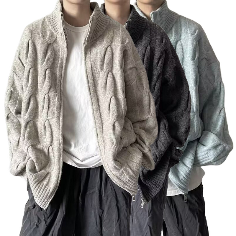 Suéter de malla coreano hueco hombre camiseta de punto de cuello en V abrigo de manga larga tendencia perezosa primavera y otoño comercio exterior transfronterizo al por mayor 6