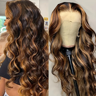 12A Front Lace Wig Front Wig Women's Mid-length large wave pick gradient long curly hair full head cover