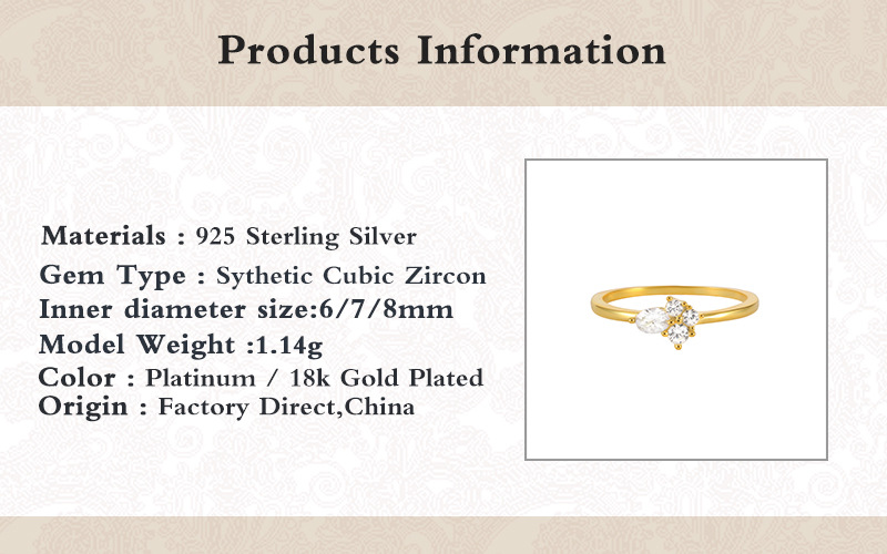 Simple Style Geometric Sterling Silver Inlay Zircon Rings 1 Piece