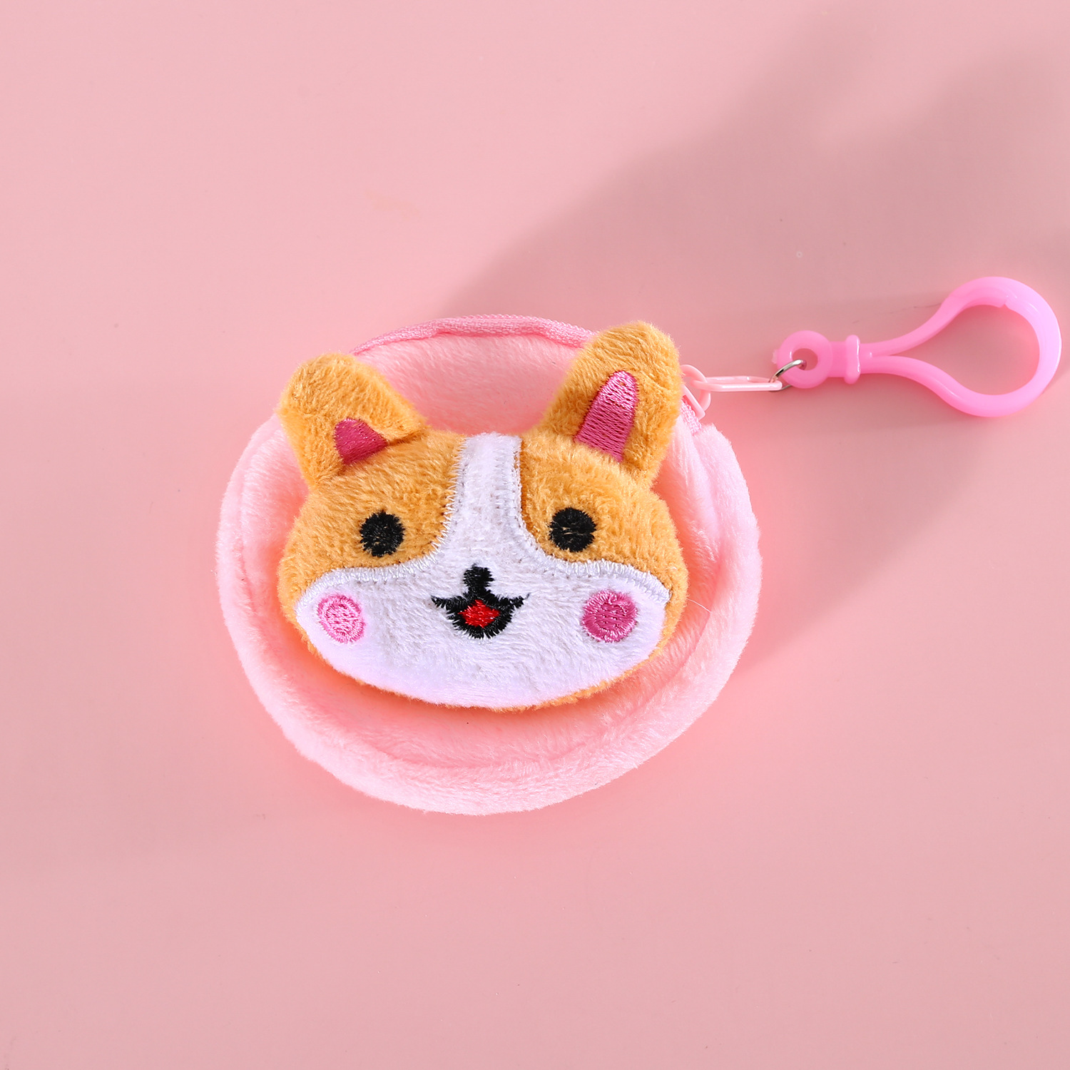 Perro de salida de dibujos animados merienda bolsa de mierda peluche Shiba inu Corgi lindo bolsa pequeña bolsa de almacenamiento llavero
