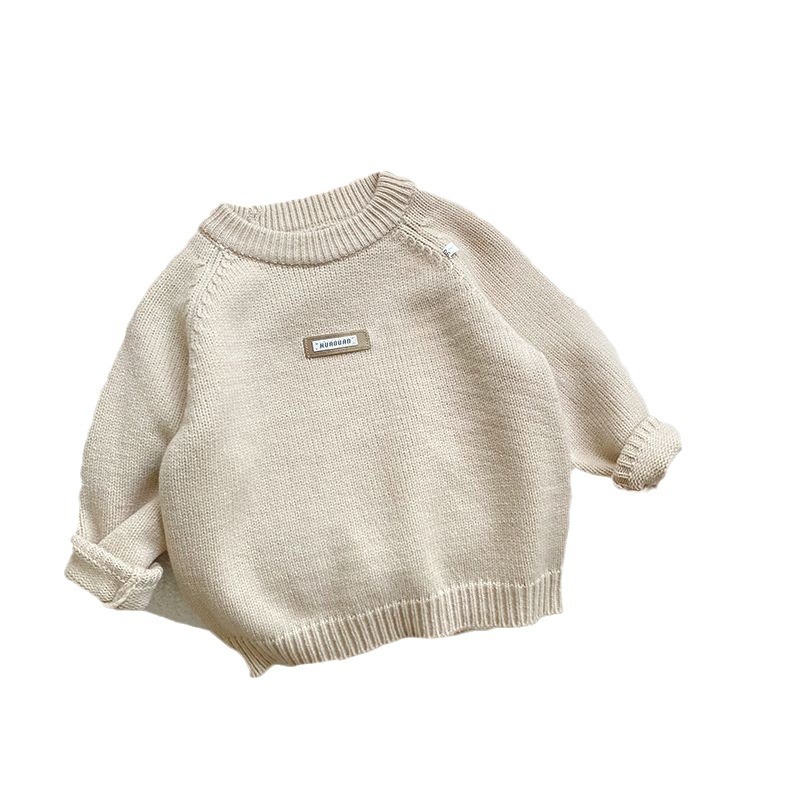 Suéter para niños clase A, color sólido, suéter de punto para niños, estilo occidental y de moda, para usar como exterior, versátil y de tendencia, parte superior para bebé, venta al por mayor de fábrica