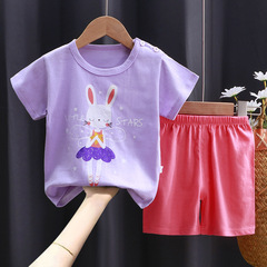 Children's short-sleeved suit pure cotton boy's T-shirt baby summer children's clothing girls shorts baby clothes summer clothing wholesale
