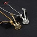 厂家直销欧美风吉他乐器不锈钢项链饰品男女款摇滚朋克钛钢吊坠