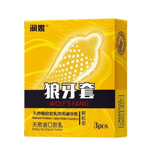 Runny Condoms 3-Pack Wolf Teeth Safety Particle Condoms Adult Supplies Family Planning Supplies One-piece Drop Shipping