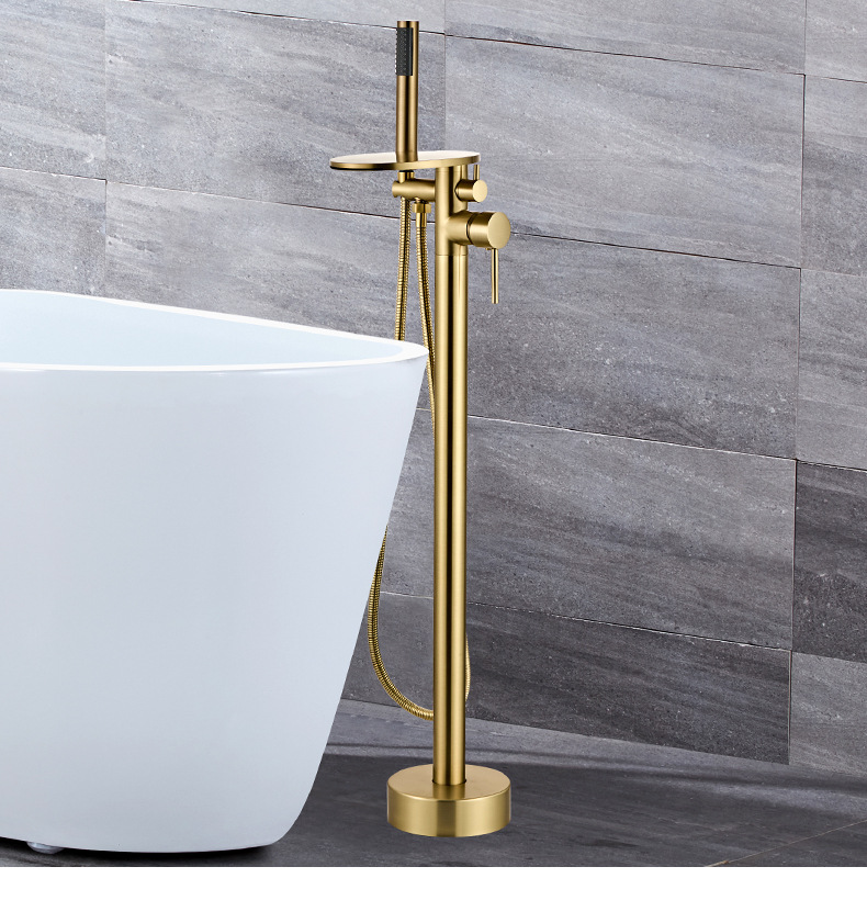 The factory supplies water-plated grey floor-standing waterfall bathtub faucets with high-flow cold and hot dual-control shower heads undefined