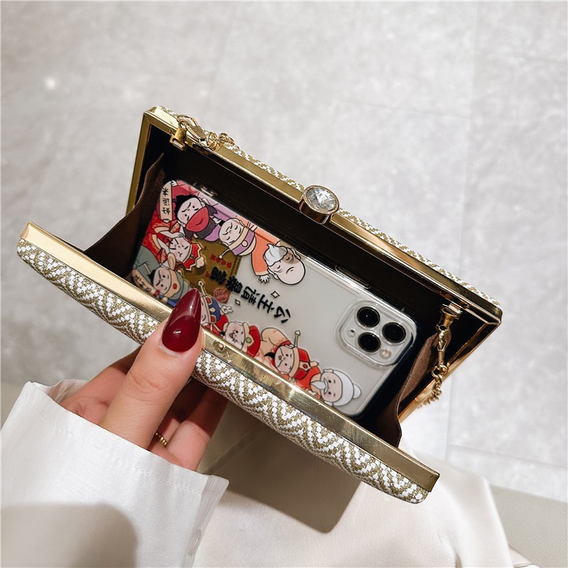 Nuevo acrílico transfronterizo bolsa de cena de damas huesos de pescado bolsa de mano caja de lujo ligera alta sensación de fiesta bolsa de noche