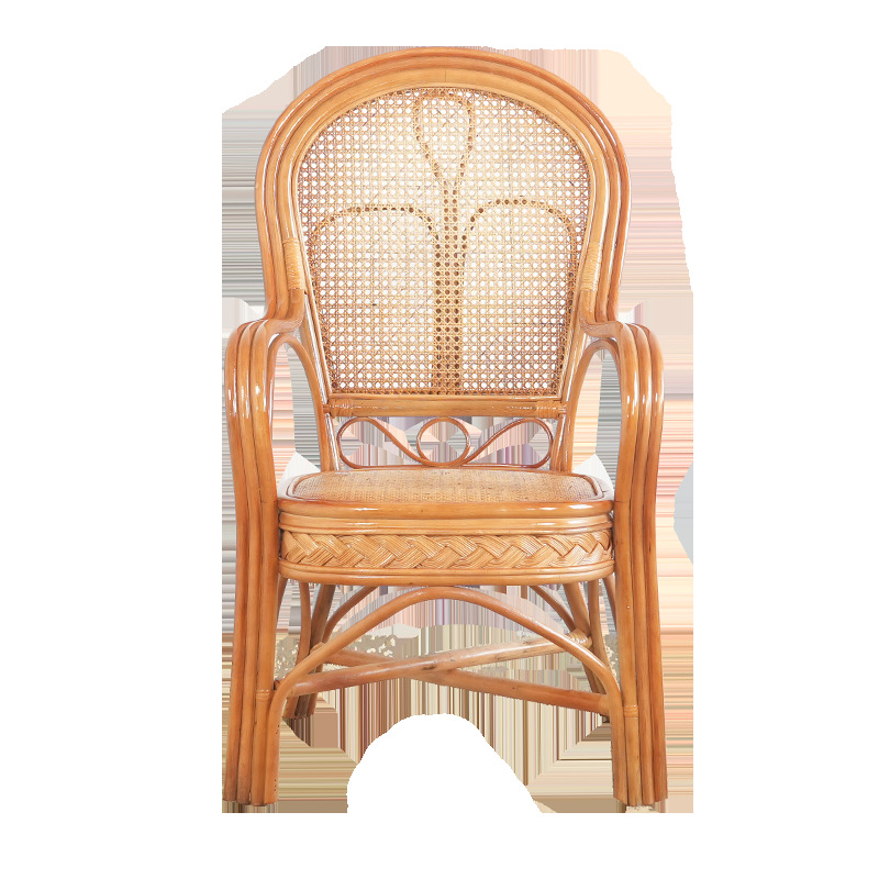 棕繩真藤編織椅子老人靠背座椅單人藤椅辦公茶椅陽台休閒涼椅家用