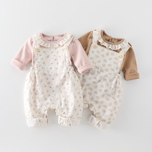 女童秋装两件套0-2岁婴儿衣服背带裤女宝宝套装春装洋气春秋季a类