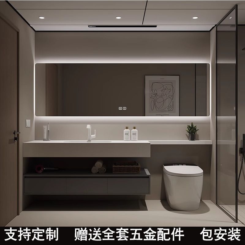 Processing of Modern Simple Slate Seamless Bathroom Cabinet Toilet Extension Table Bathroom Washbasin Combination