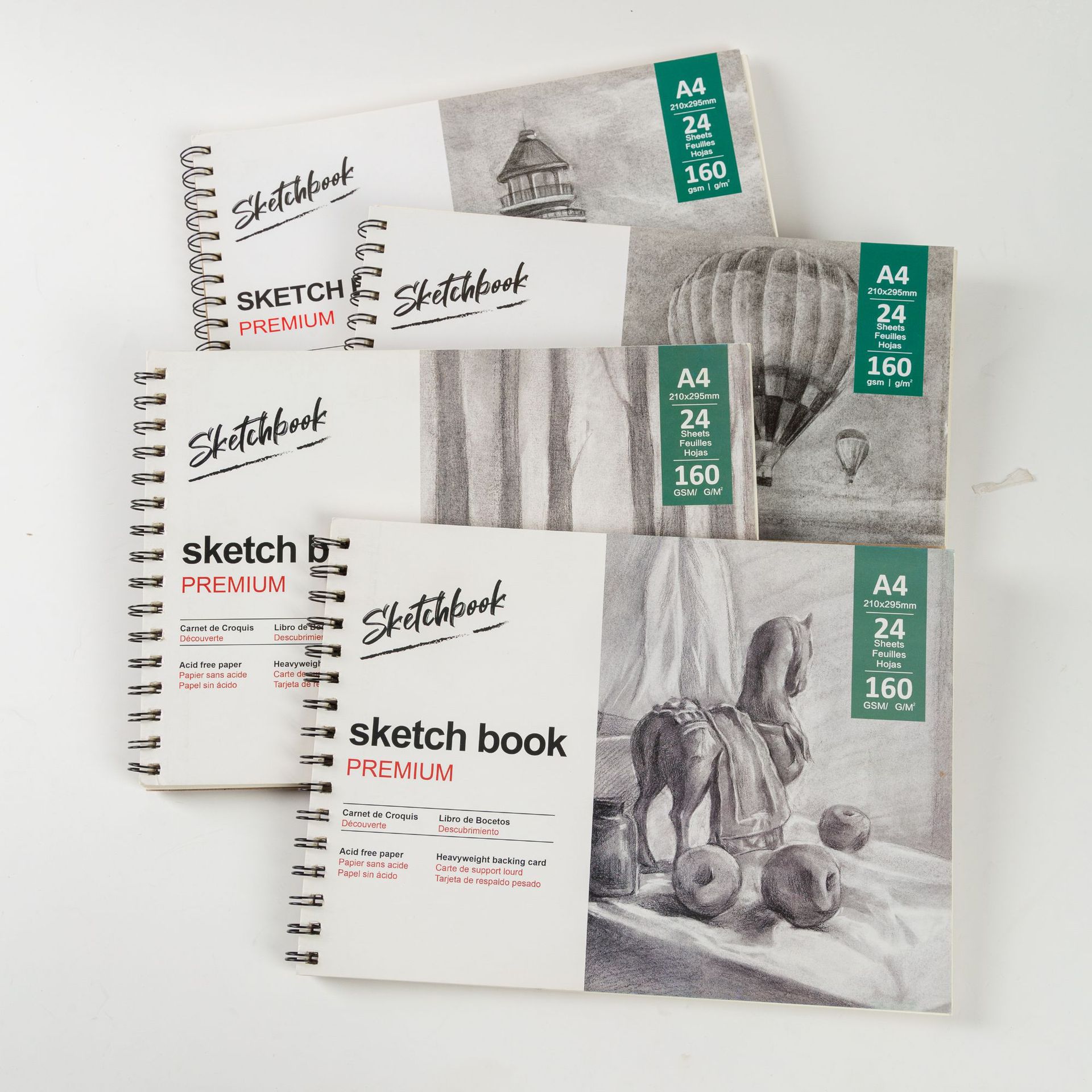A4 Blank Sketchbook for Art Students, Spiral-Bound Drawing Book with Thick Hardcover and Drawing Paper