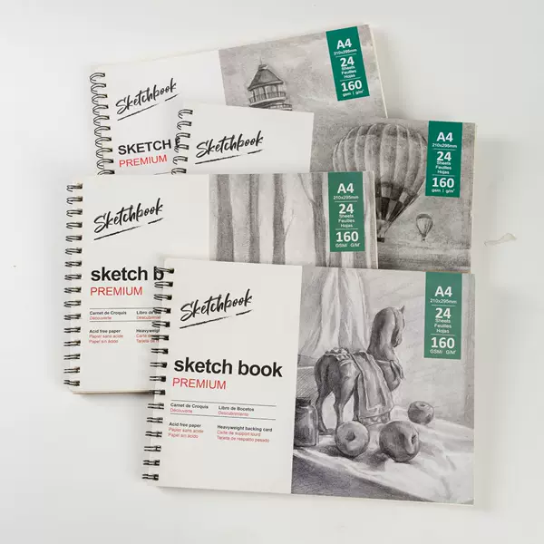 A4 Blank Sketchbook for Art Students, Spiral-Bound Drawing Book with Thick Hardcover and Drawing Paper