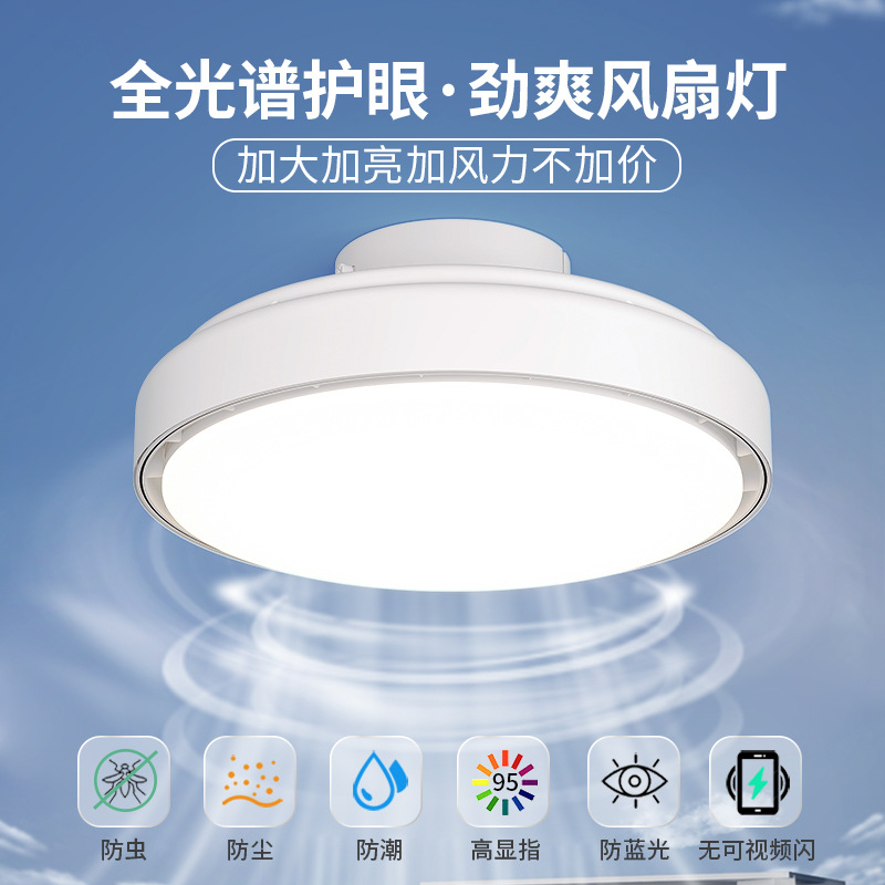 Bladeless Fan Light Full Spectrum Eye Protection Ceiling Integrated Bedroom Modern Minimalist Style Living Room Light Dining Room Cross-Border 110V