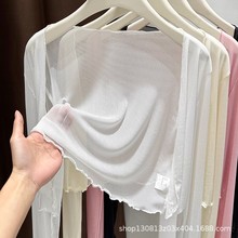 白色蕾丝披肩女夏季外搭薄款小开衫高级感配裙子短款修身长袖上衣