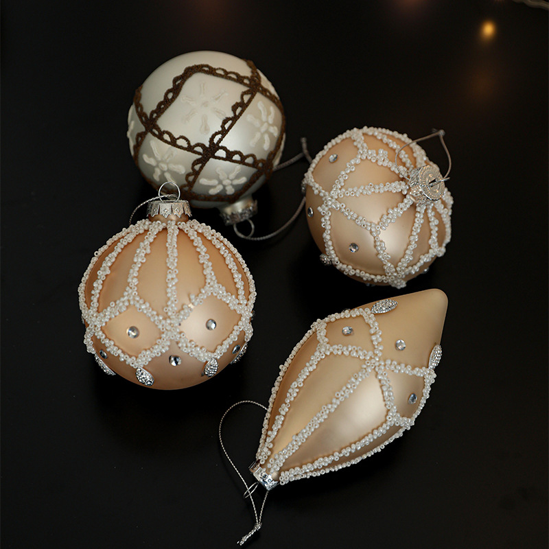 Transfronterizo Hong Kong Heng decoraciones de Navidad ladrillo blanco bola de cristal Bola de gota de agua pintado a mano BOLA DE Navidad árbol de Navidad colgante