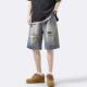 FUIV Ripped Denim Shorts Men's Summer Thin American Style High Street Straight Leg Pants