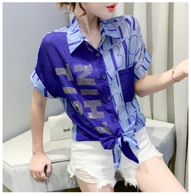 2025 夏の新ルーズプリントカラーブロックレターシャツ女性の半袖ファッション多用途トップ|undefined