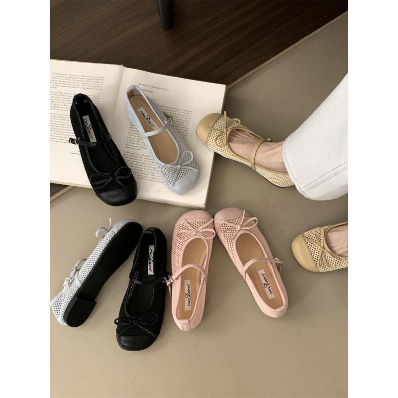 Breathable shoes with bow, mesh footwear