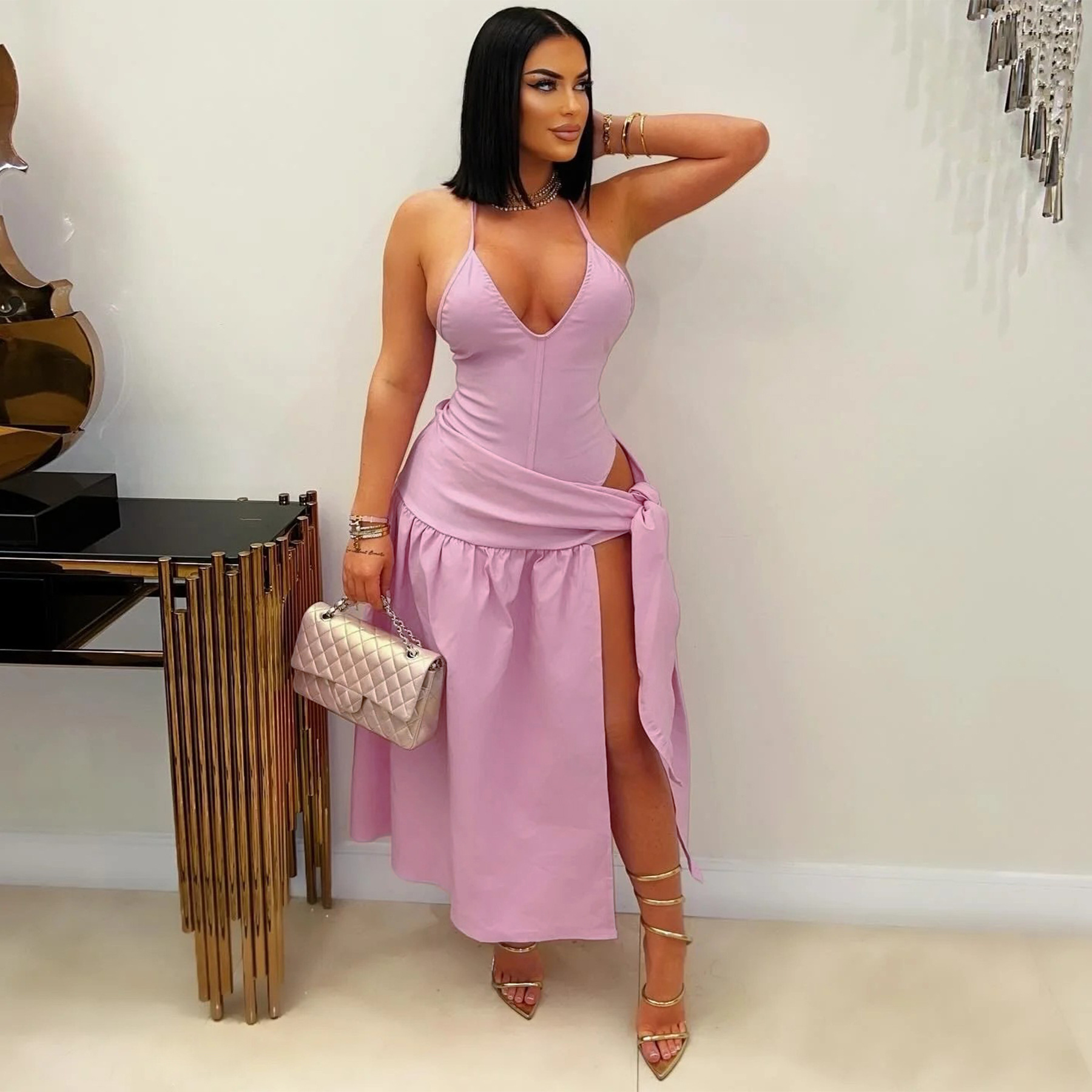 284g Weight Sleeveless Sleeve Length Polyester Fabric Type Skirt Co-ord Set Sets Type 2 Pieces Set Quantity Holiday, Street Occasion Strap Neckline Slim Fit Type Solid Color Pattern Summer Season Women's Gender Streetwear Style Holiday Street Women's Streetwear Solid Color Polyester Skirt Co-ord Set Skirt Sets 46