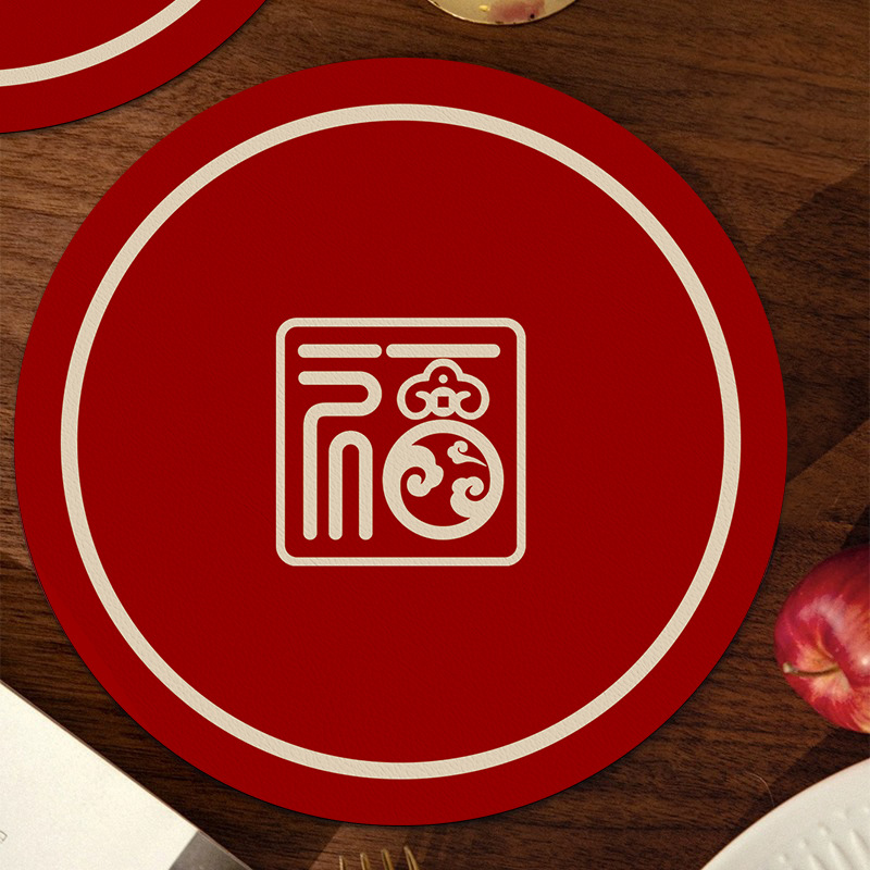 Posavasos festivos, boda roja, absorción de agua, aislamiento térmico, mantel chino de marea nacional, sentido avanzado, taza de té redonda, posavasos de café image 7