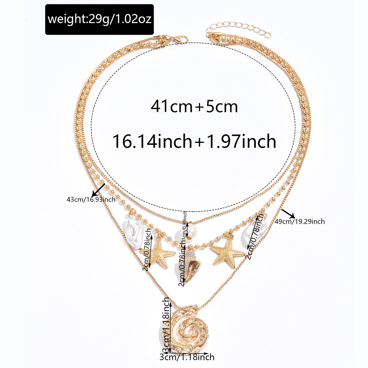 Seaside Shell Hot Selling Fashion New Beach Starfish Irregular Spiral Pendant Multi-layer Stacking Vacation_voghion.com