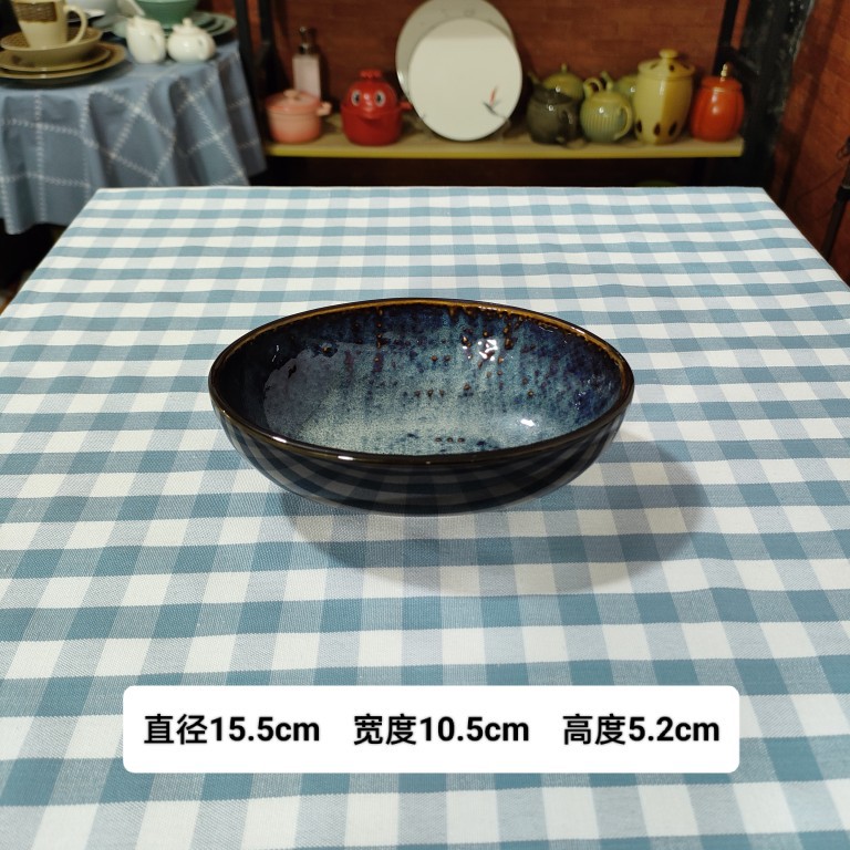 LZ Denim azul patrón de lino plato plano tazón de fideos tazón de sopa tazón de arroz taza de café taza platillo en forma de huevo plato de pescado placa rectangular