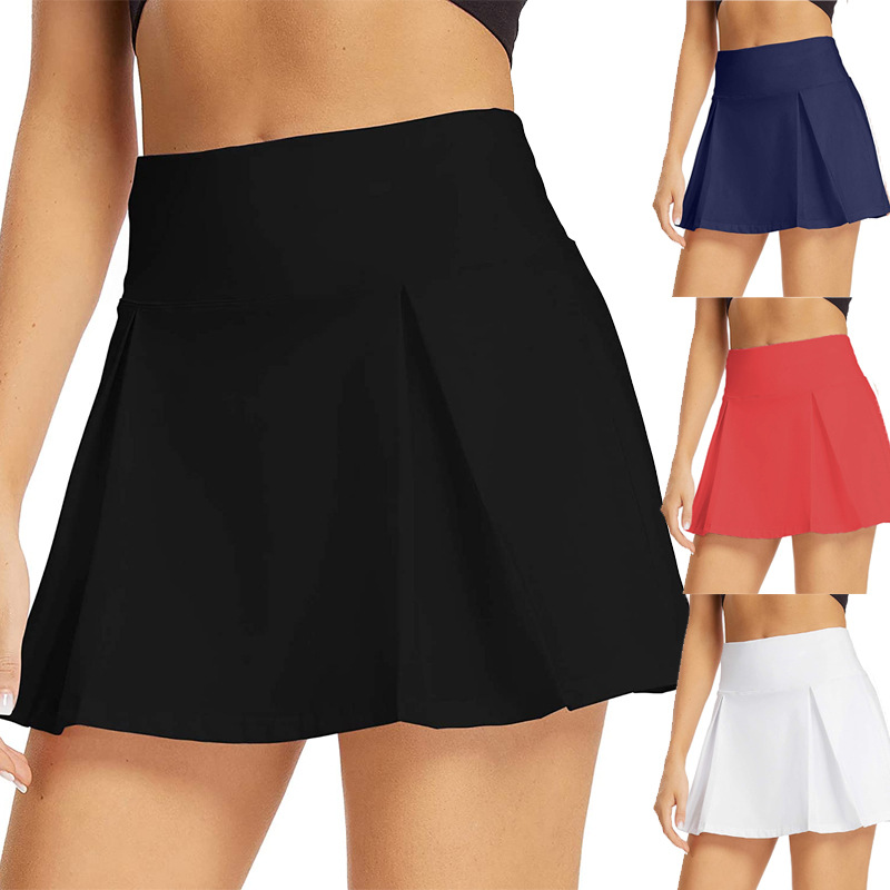 In Stock European and American Amazon outdoor golf yoga sports shorts sexy hip lifting fake two-piece black skirt