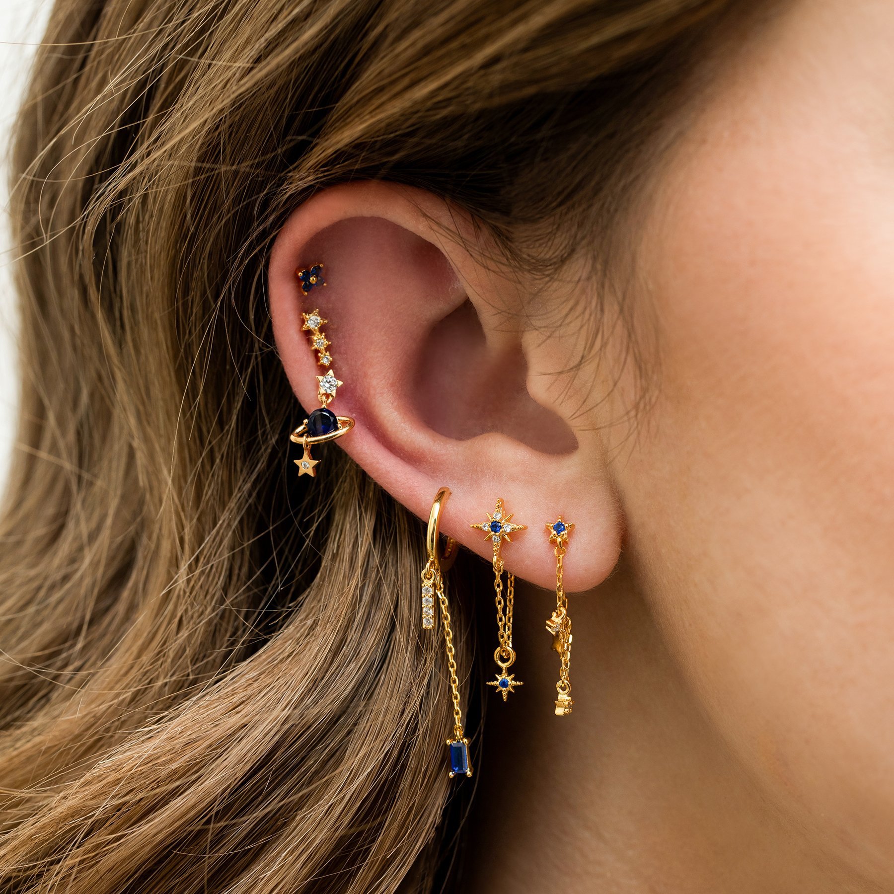 6g Weight Zircon Inlay Material Simple Style Star Tassel Copper Inlay Zircon Women's Earrings 1 Set