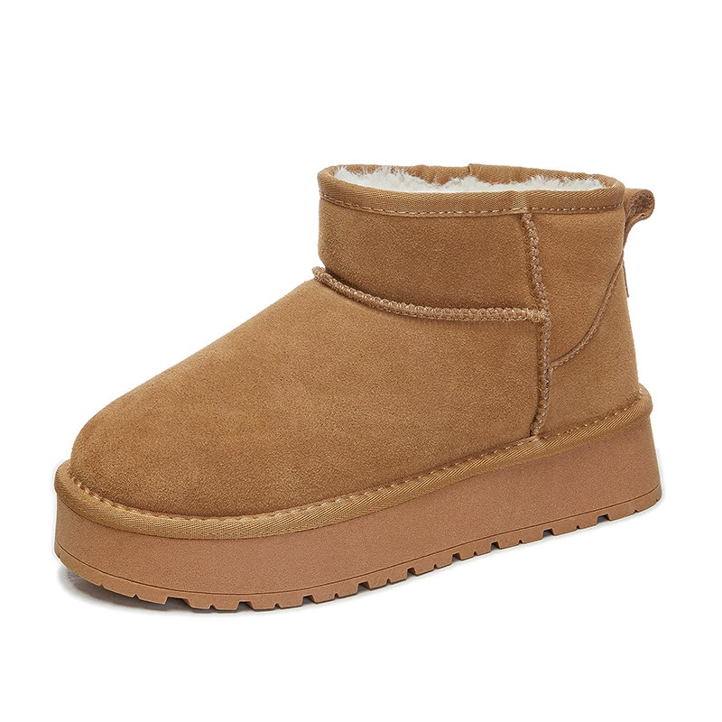 Женские платформенные зимние ботинки на манжетах Martens, с флисом внутри и тёплые