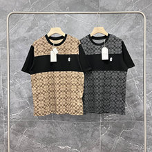 25ss夏季ch蔻家老花拼接皮标休闲宽松男女同款短袖T恤衫 一件代发