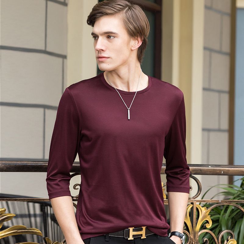 Spring and Autumn 7-point Sleeve Men's T-Shirt Middle Sleeve Base Shirt Solid Color Slim Fit Plus Size 7-point Sleeve Tide Factory Outlet Spring and Autumn 7-point Sleeve Men's T-Shirt Middle Sleeve Base Shirt Solid Color Slim Fit Plus Size 7-point Sleeve Tide Factory Outlet