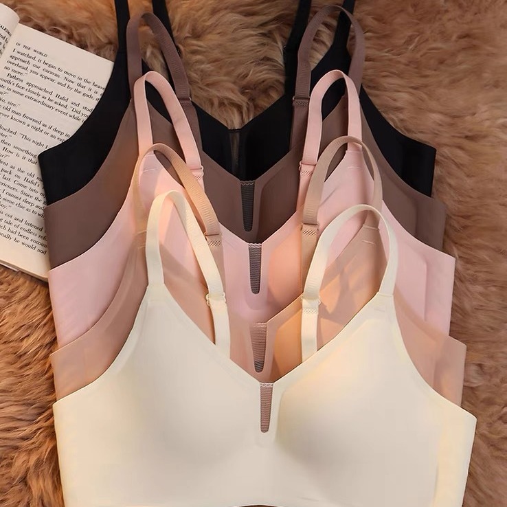 Sin costuras, cómodo, transpirable, sección delgada, recogida lateral, soporte superior, leche antideslizante, ropa interior antiflacidez, sujetador de texto para niña