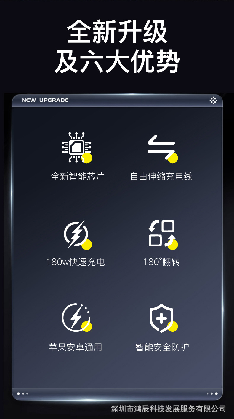 180W New 3-in-1 Retractable Cable Dual Fast Charging Mobile Phone Charger Car Super Fast Charging Cigarette Lighter Adapter
