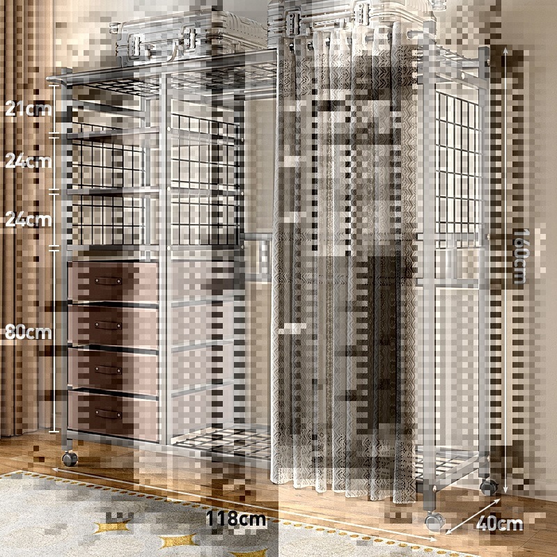 衣架简易衣柜布衣柜衣橱简约小户型家用卧室出租房用开放式衣帽架|undefined