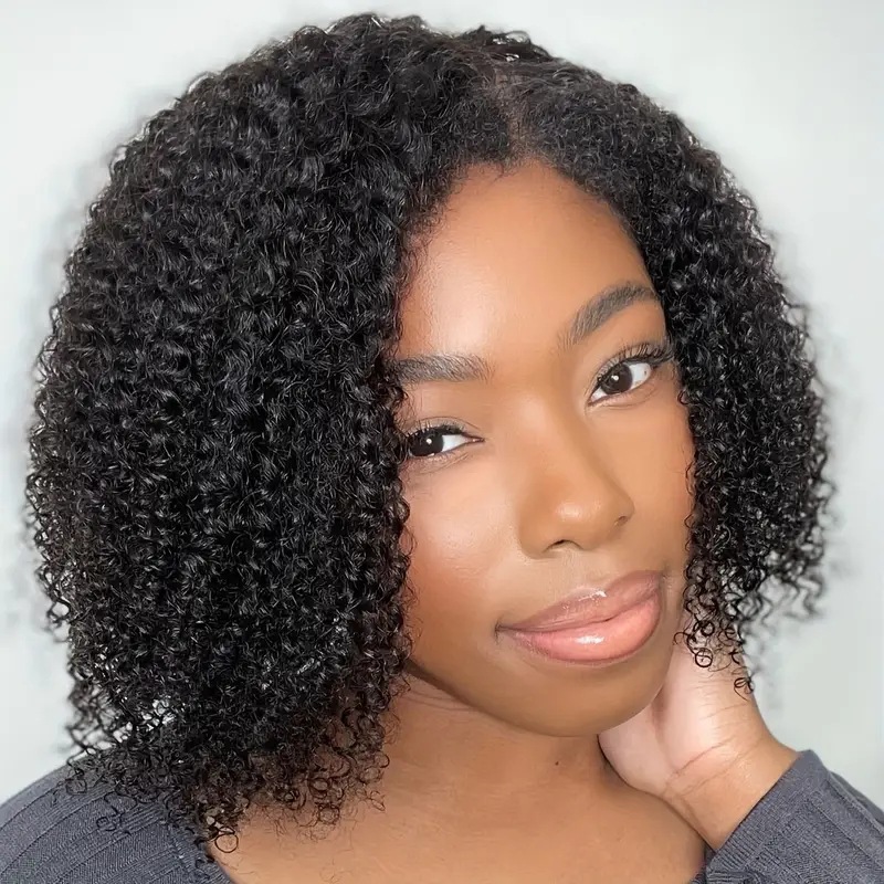 Perruque synthétique bouclée courte avec bordure en dentelle, couvrant toute la tête, perruque populaire pour extensions de cheveux_voghion.com