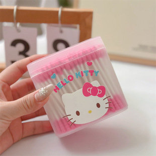 Macaron Kuromi Household Cotton Swabs Double-Ended Cotton Swabs Ear Scoop Cotton Swabs Girly Heart Makeup Fine-Headed Cotton Swabs