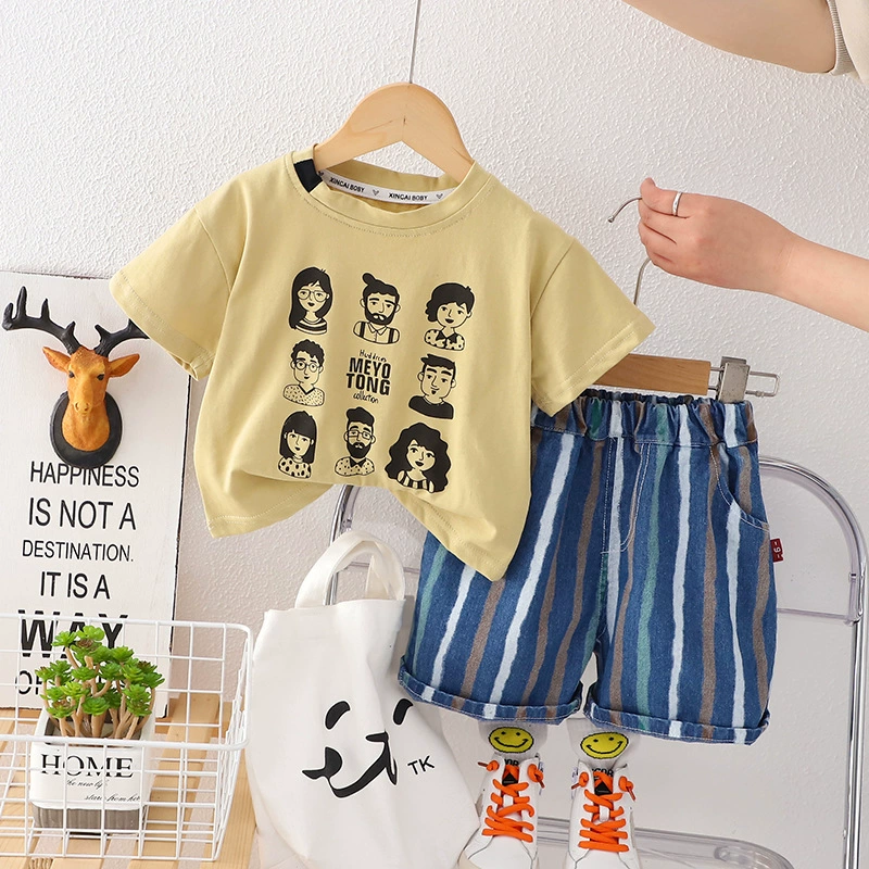 Summer fashionable children's set for boys, western style, city style, children's clothing, 2023 collection