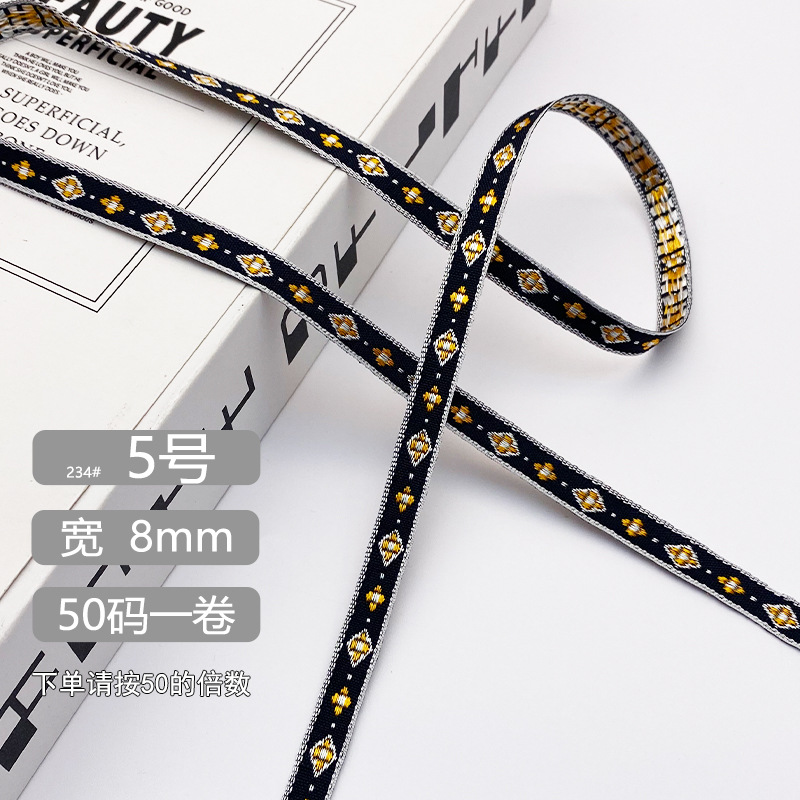 Chuanzhou ropa accesorios de encaje de poliéster jacquard banda 8MM flores decoración universal borde de zapatos accesorios gorra